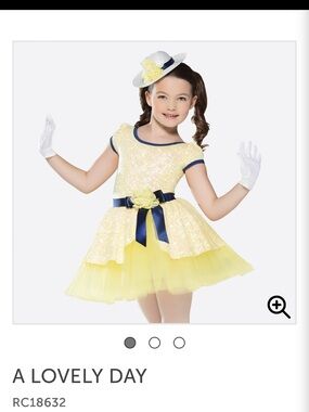 Lovely Day Yellow Dance Dress with Navy Ribbon Accents